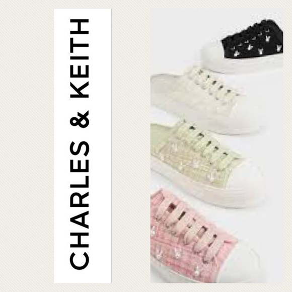 Charles & Keith Playful And Charming, Slip On Bunny-Studded Sneakers - Picture 1 of 9